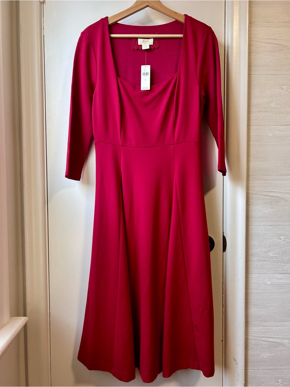 Maeve Anthropologie Jocelyn Red Ponte Knit Midi Dress